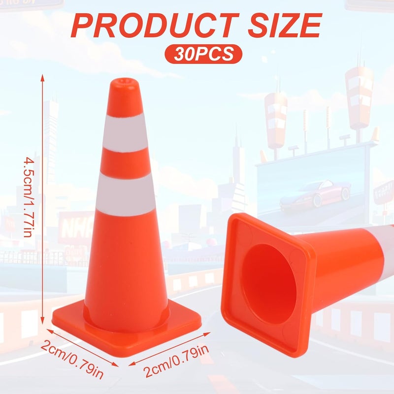 GUSDYIT 30 Pcs Mini Traffic Cones, 1.8 inch Plastic Small Cones for Micro Road Signs Training Party Sports Early Educational - Image 2